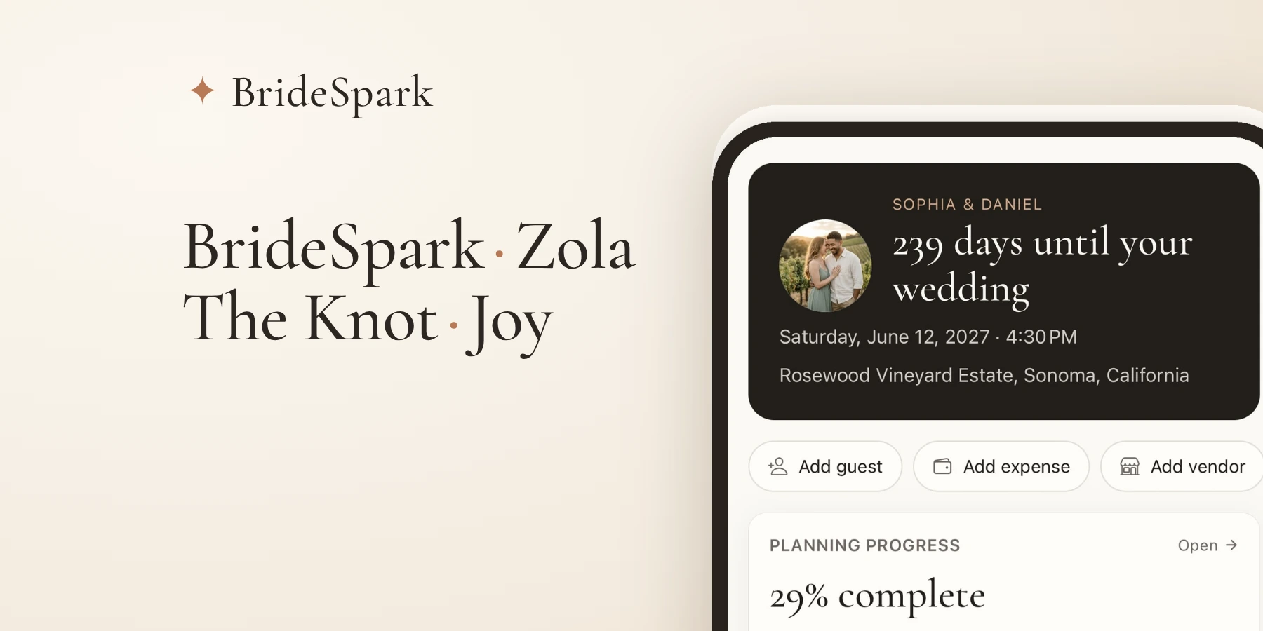 Las mejores apps gratis para organizar una boda en 2026: BrideSpark, Zola, The Knot y Joy comparadas